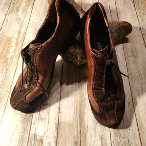 Paul Green Derby Women's Brown Leather and Suede Driving Shoes Size 11